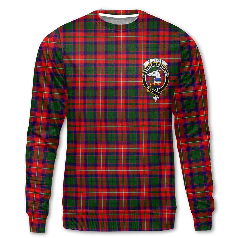 Clan Belshes Tartan Men Sweatshirt Crest And Plaid Basic Style
