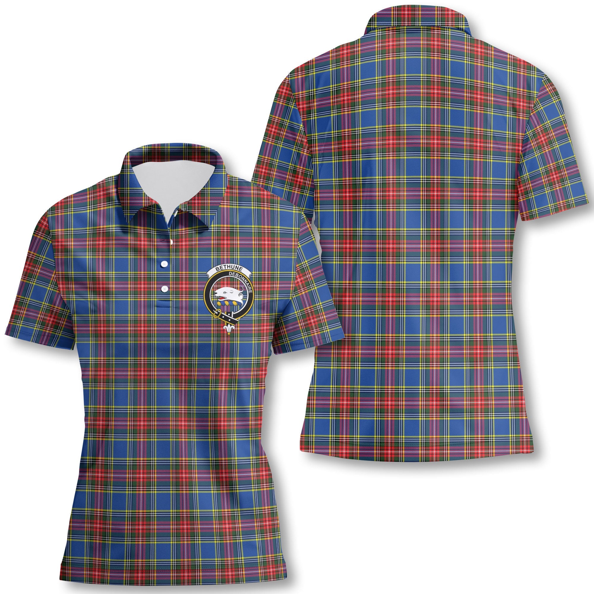 Clan Bethune Tartan Women Polo Shirt Crest And Plaid Basic Style