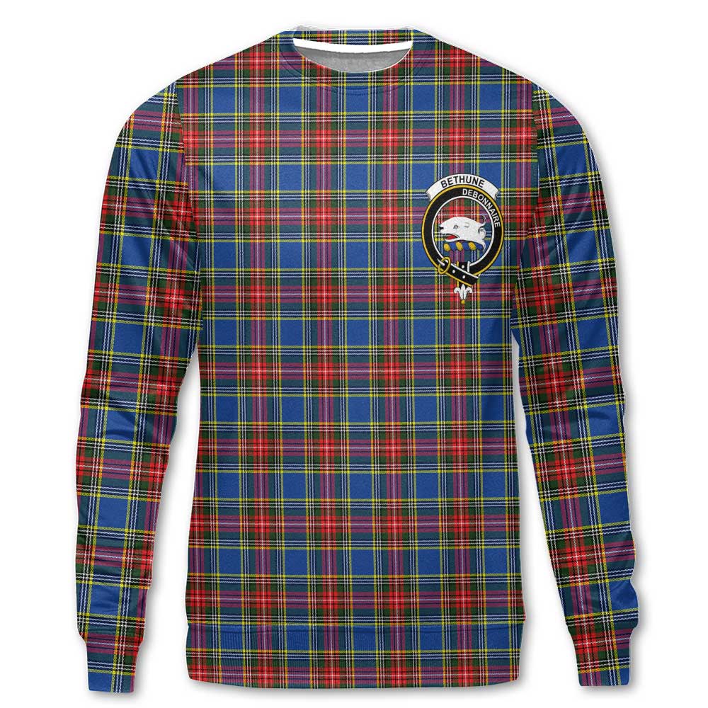 Clan Bethune Tartan Women Sweatshirt Crest And Plaid Basic Style