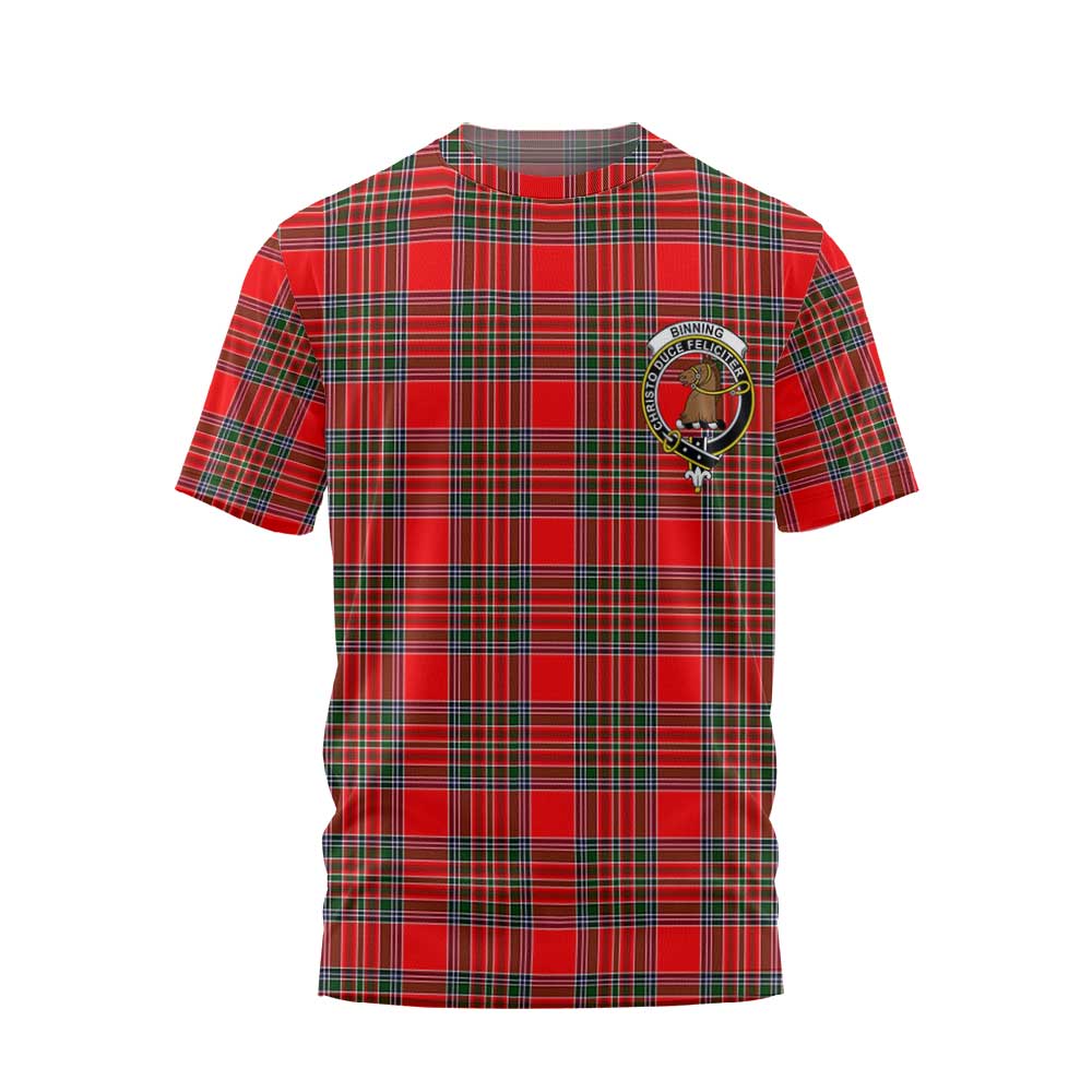 Clan Binning Of Wallifoord Tartan Men T Shirt Crest And Plaid Basic Style