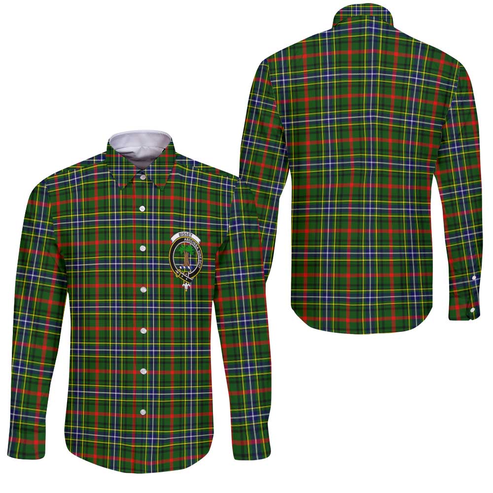 Clan Bisset Tartan Long Sleeve Button Shirt Crest And Plaid Basic Style
