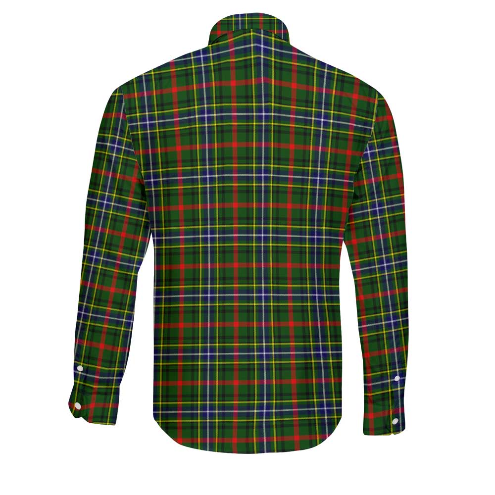 Clan Bisset Tartan Long Sleeve Button Shirt Crest And Plaid Basic Style