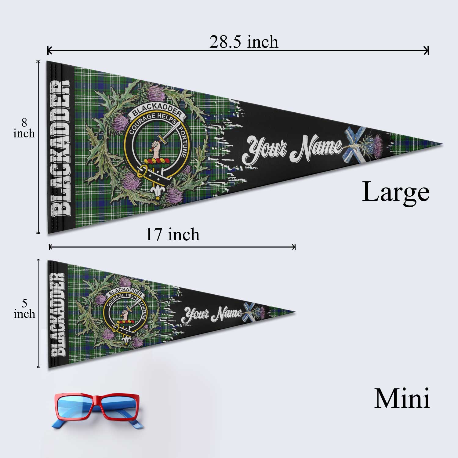 Clan Blackadder Tartan Felt Pennant Crest And Plaid Basic Style