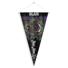 Clan Blair Tartan Felt Pennant Crest And Plaid Basic Style