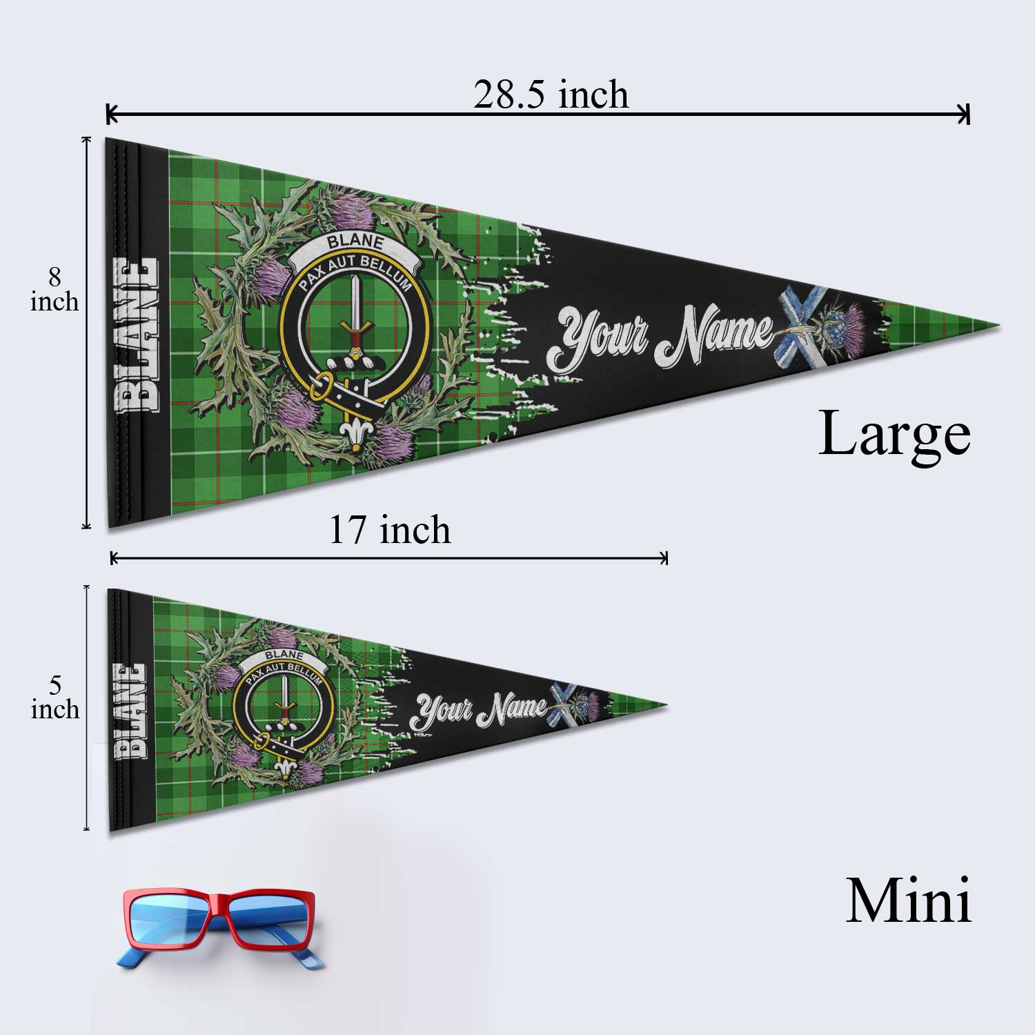 Clan Blane Tartan Felt Pennant Crest And Plaid Basic Style
