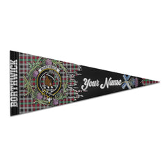 Clan Borthwick Tartan Felt Pennant Crest And Plaid Basic Style
