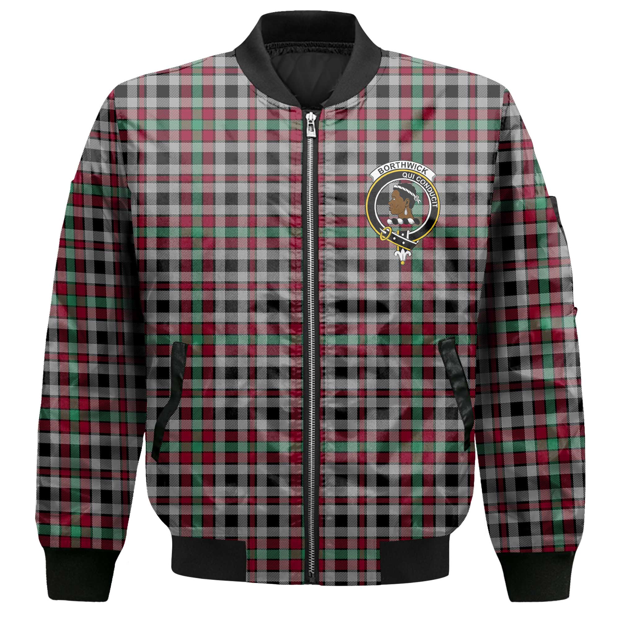 Clan Borthwick Tartan Women Bomber Jacket Crest And Plaid Basic Style