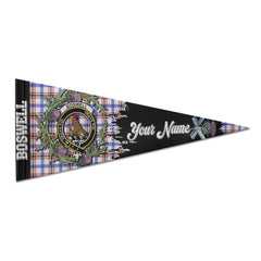 Clan Boswell Tartan Felt Pennant Crest And Plaid Basic Style