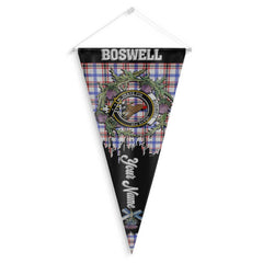 Clan Boswell Tartan Felt Pennant Crest And Plaid Basic Style
