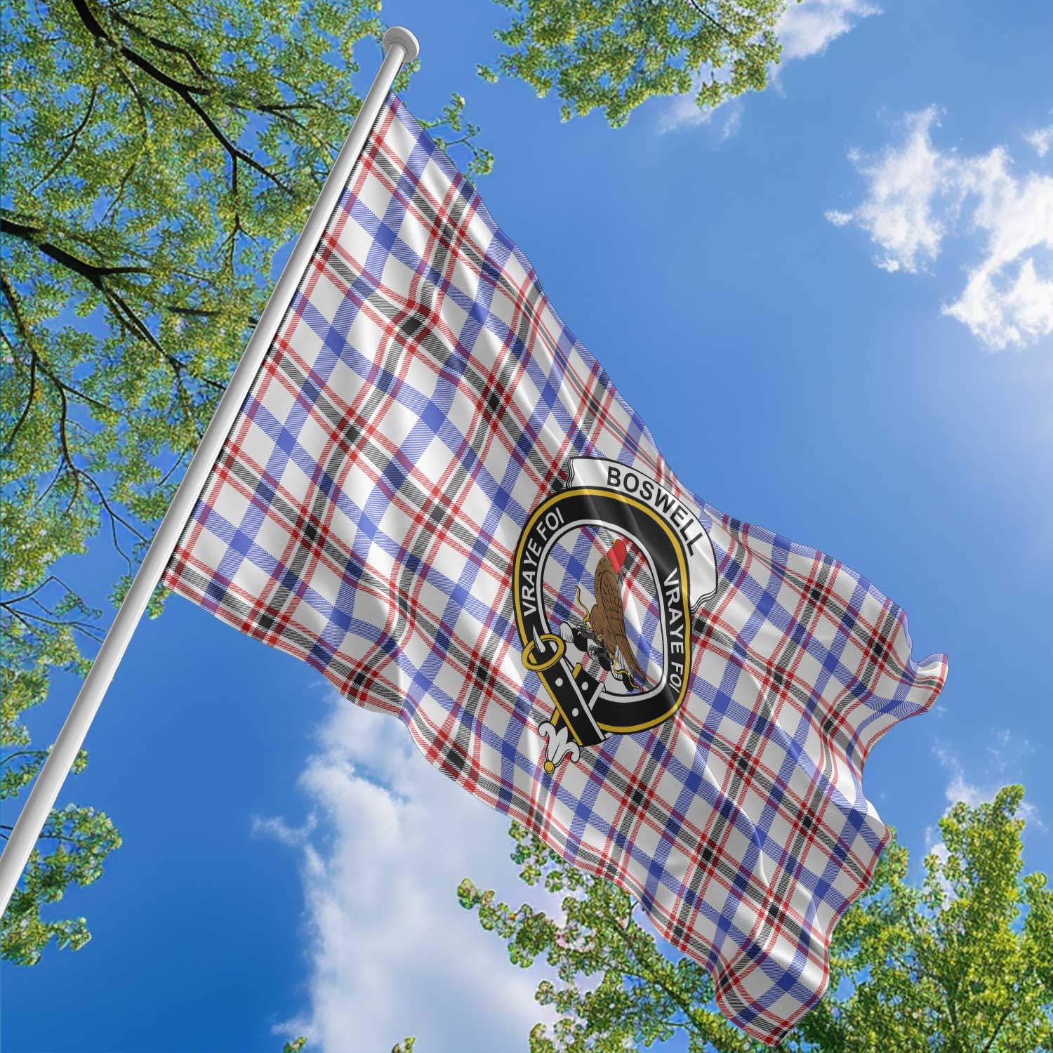 Clan Boswell Tartan Flag Crest And Plaid Basic Style