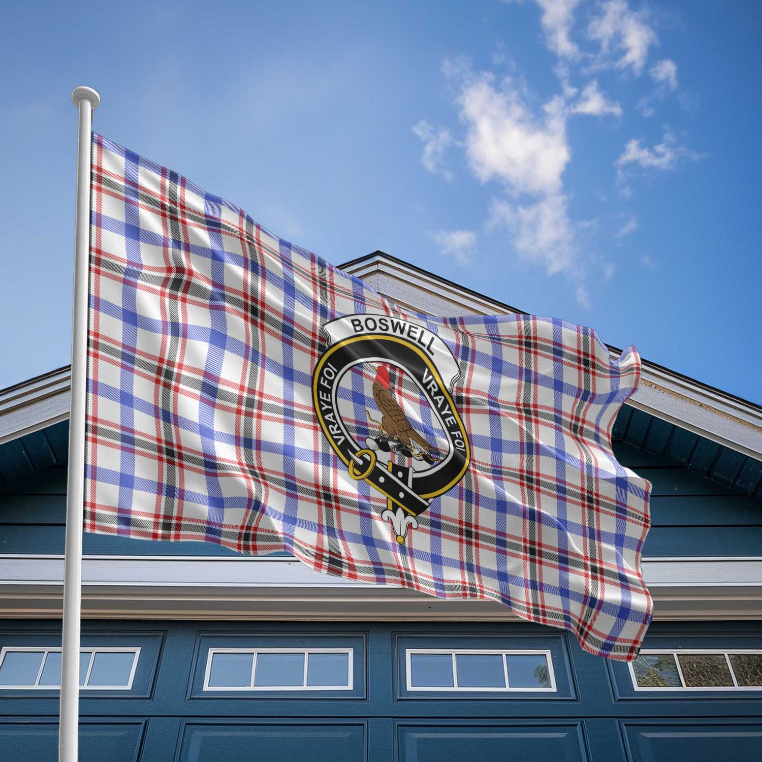 Clan Boswell Tartan Flag Crest And Plaid Basic Style