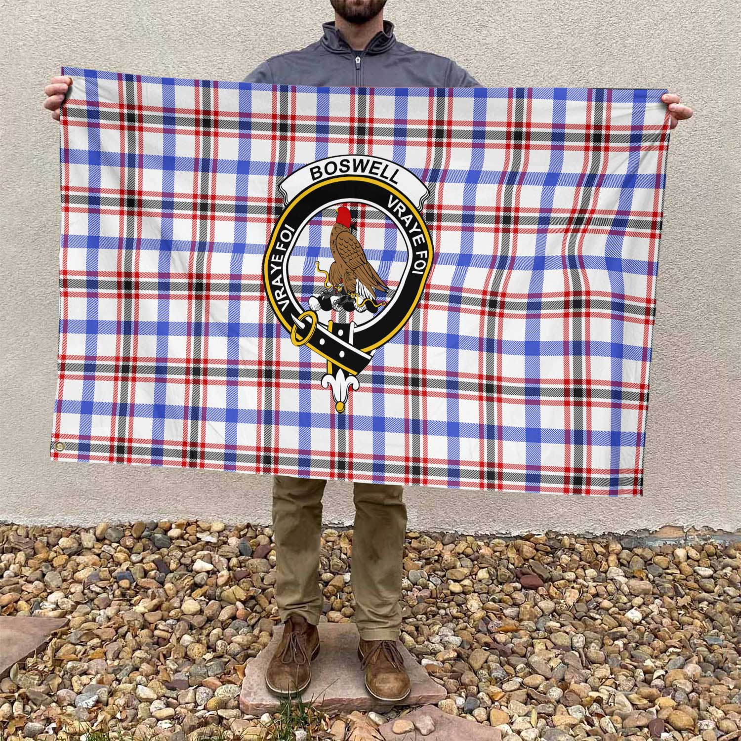 Clan Boswell Tartan Flag Crest And Plaid Basic Style