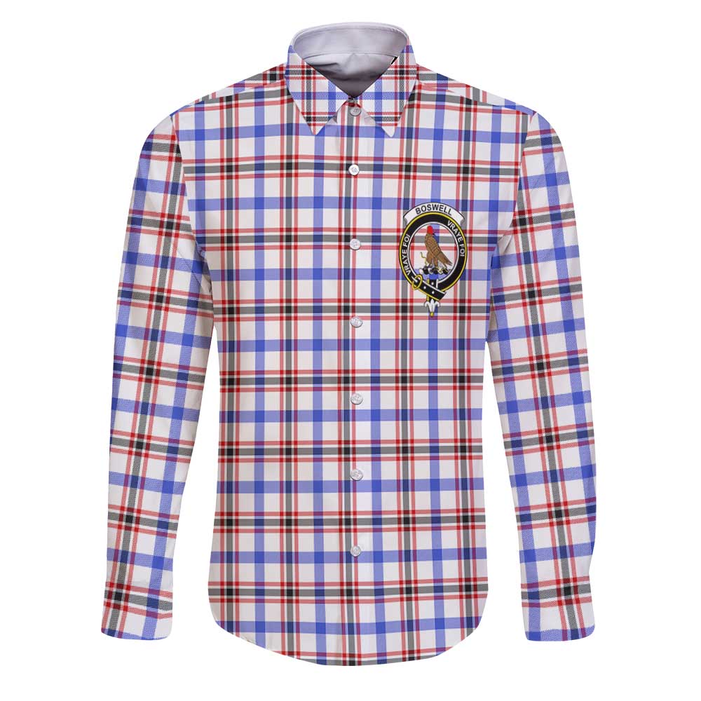 Clan Boswell Tartan Long Sleeve Button Shirt Crest And Plaid Basic Style