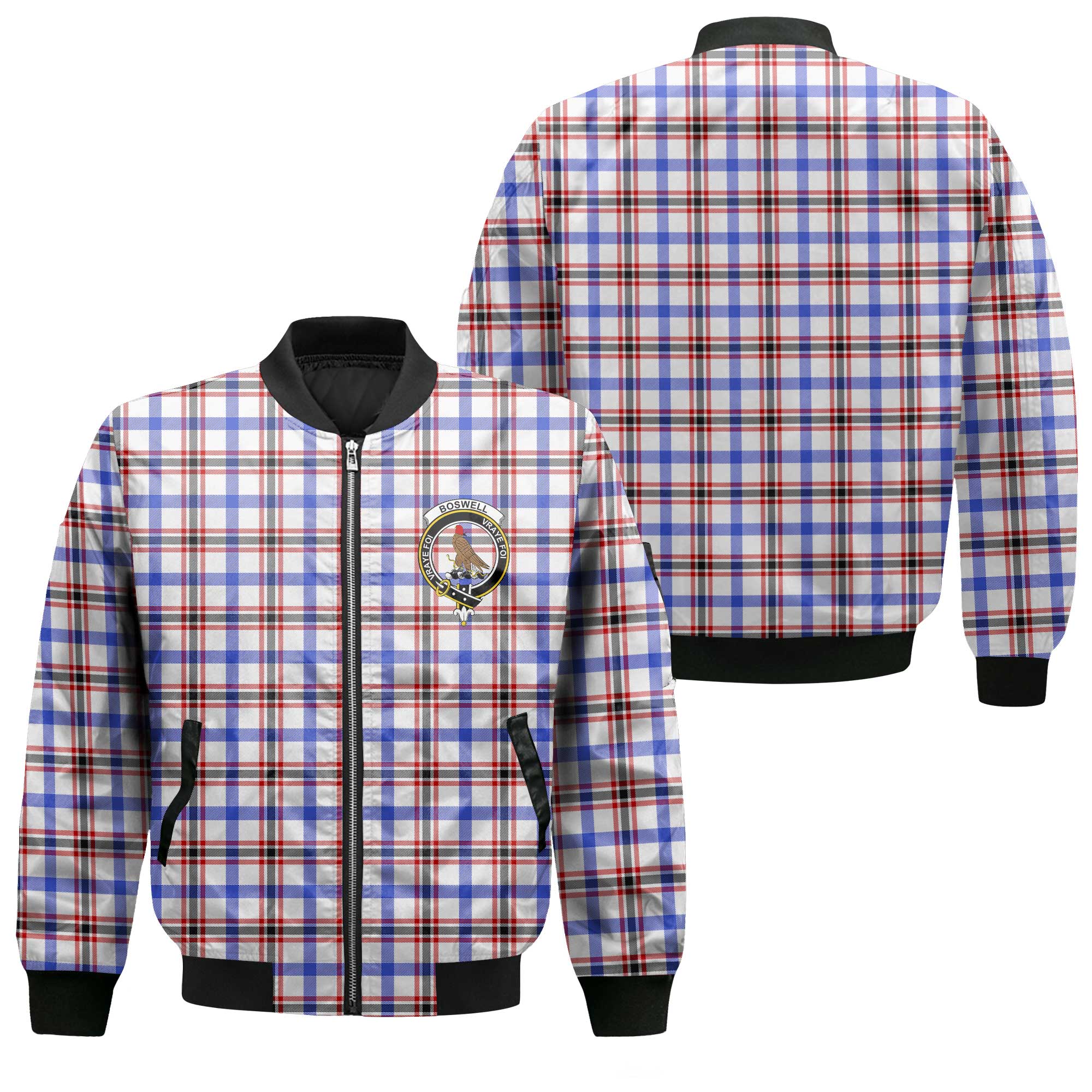 Clan Boswell Tartan Women Bomber Jacket Crest And Plaid Basic Style