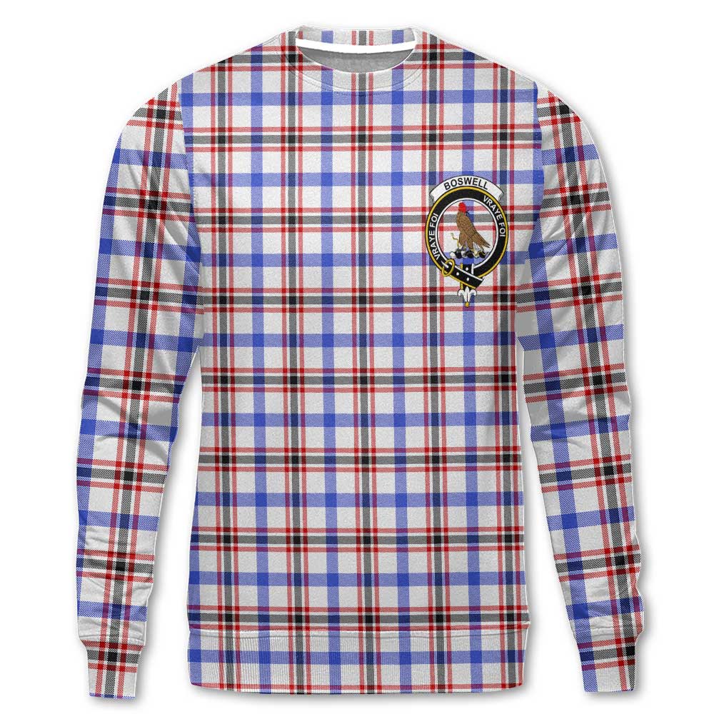 Clan Boswell Tartan Women Sweatshirt Crest And Plaid Basic Style