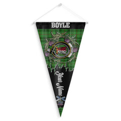 Clan Boyle Tartan Felt Pennant Crest And Plaid Basic Style