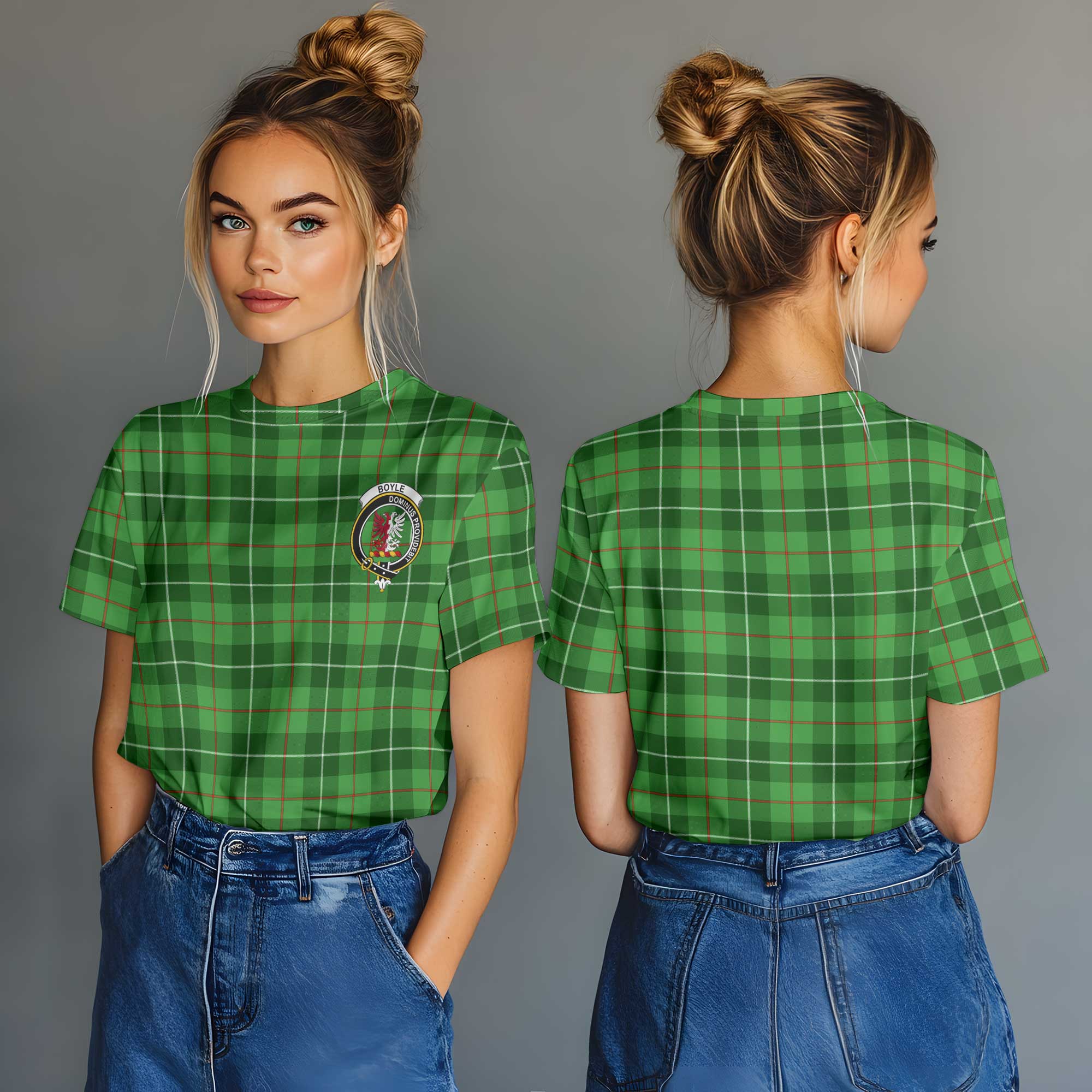 Clan Boyle Tartan Women T Shirt Crest And Plaid Basic Style