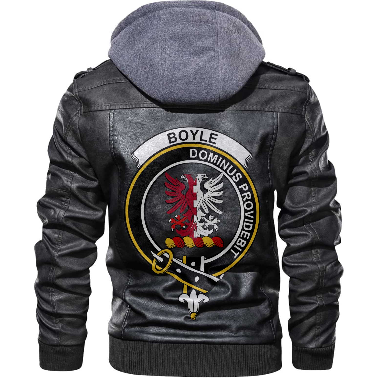 Clan Boyle Tartan Zip Leather Jacket Crest And Plaid Basic Style