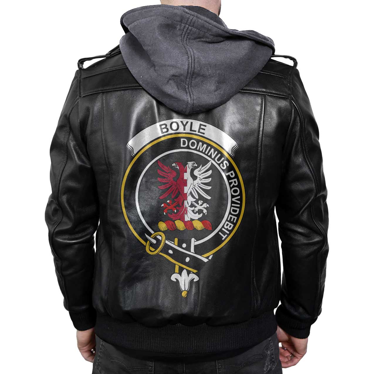 Clan Boyle Tartan Zip Leather Jacket Crest And Plaid Basic Style