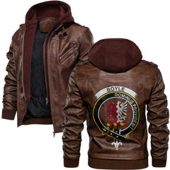 Clan Boyle Tartan Zip Leather Jacket Crest And Plaid Basic Style