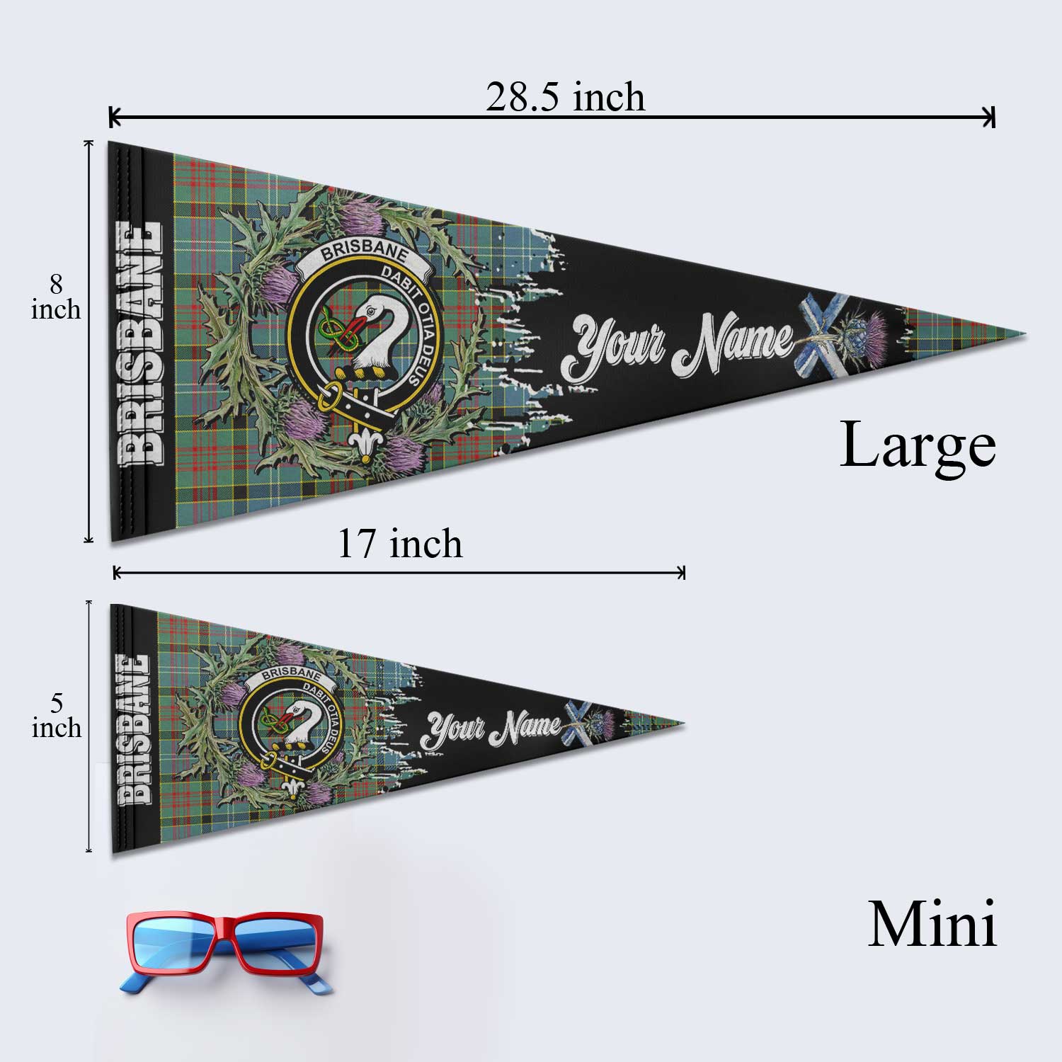 Clan Brisbane Tartan Felt Pennant Crest And Plaid Basic Style