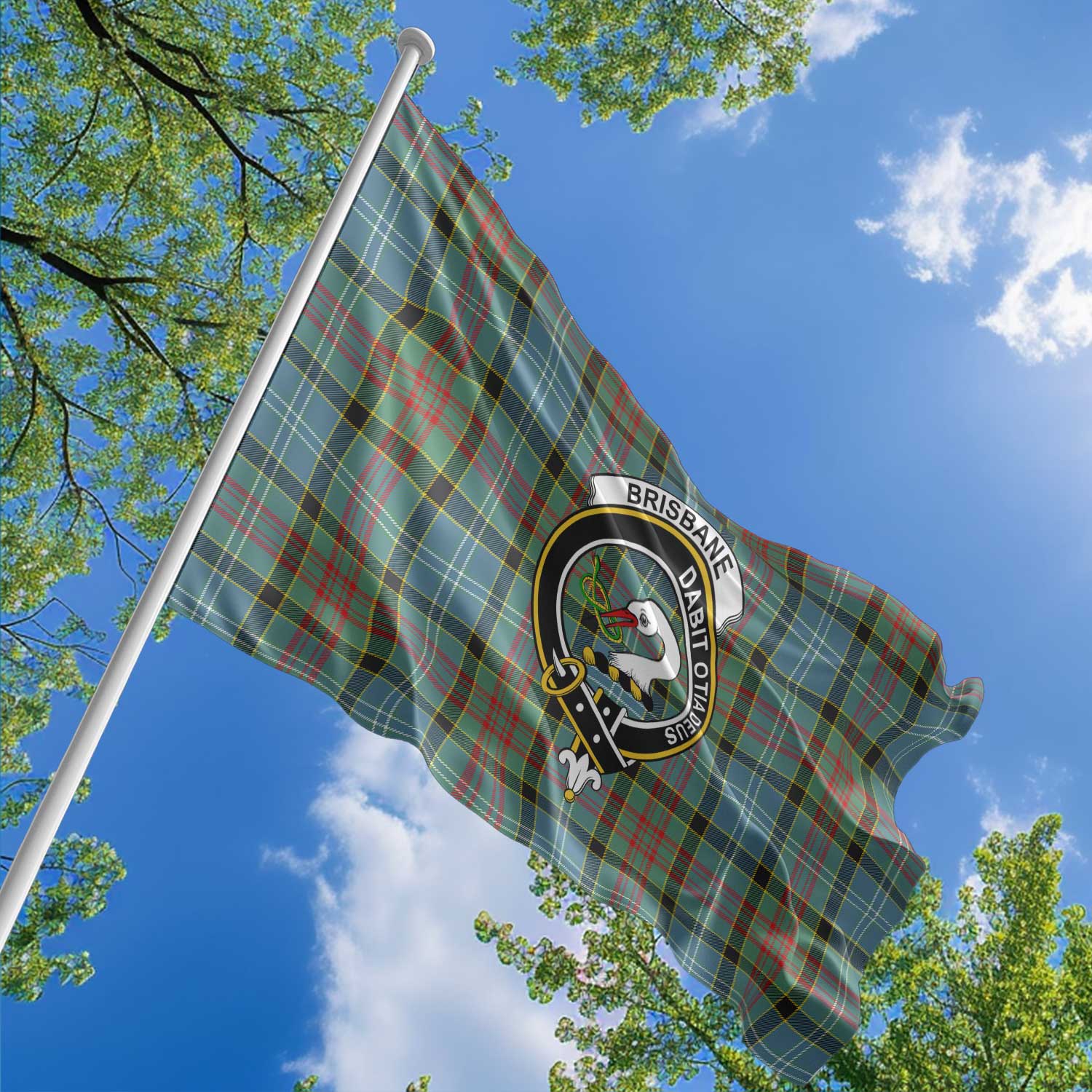 Clan Brisbane Tartan Flag Crest And Plaid Basic Style