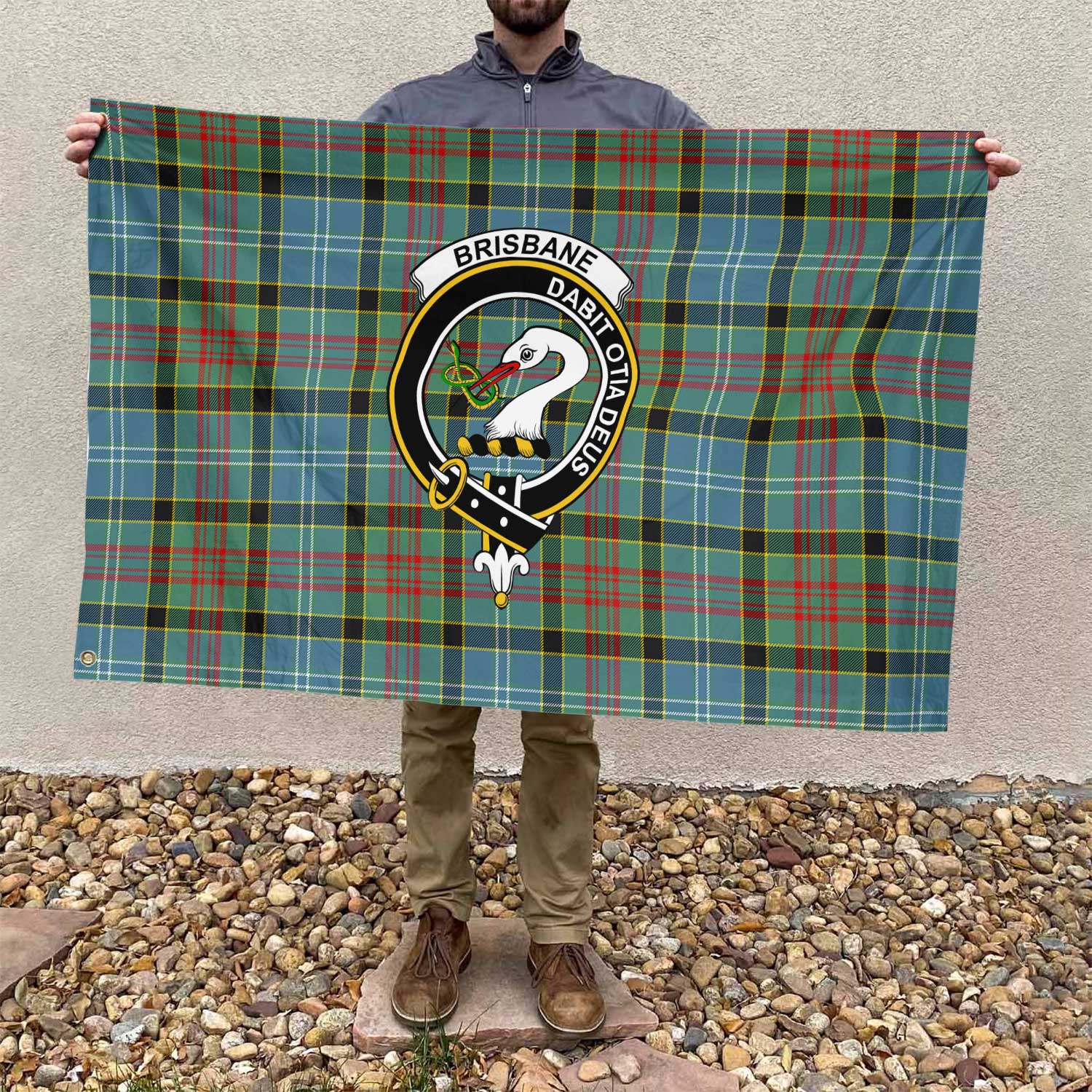 Clan Brisbane Tartan Flag Crest And Plaid Basic Style