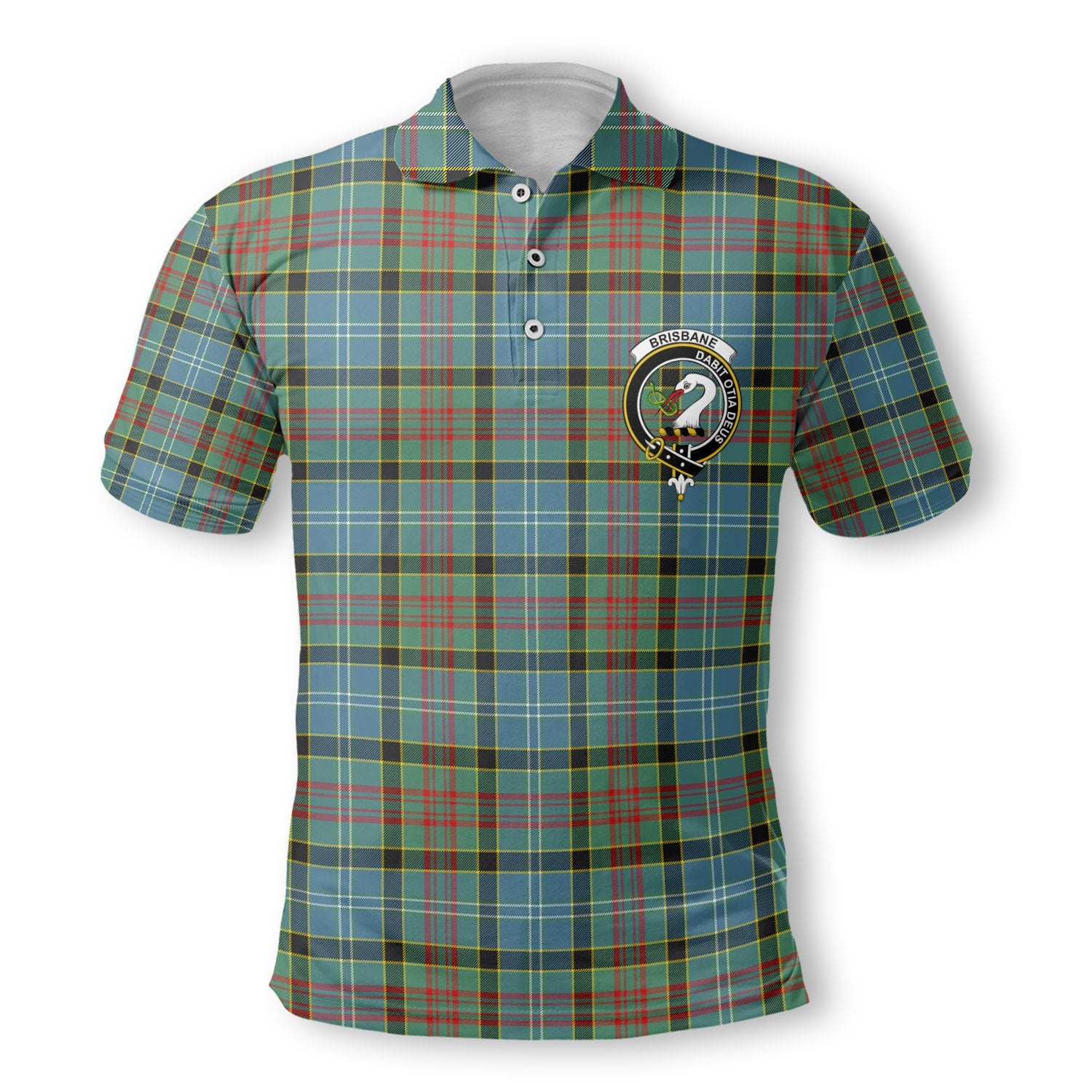 Clan Brisbane Tartan Golf Men Polo Shirt Crest And Plaid Basic Style