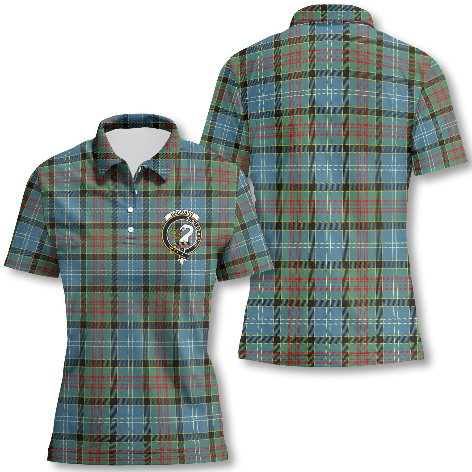 Clan Brisbane Tartan Women Polo Shirt Crest And Plaid Basic Style