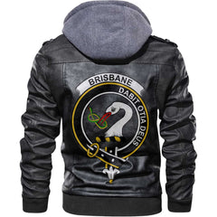 Clan Brisbane Tartan Zip Leather Jacket Crest And Plaid Basic Style