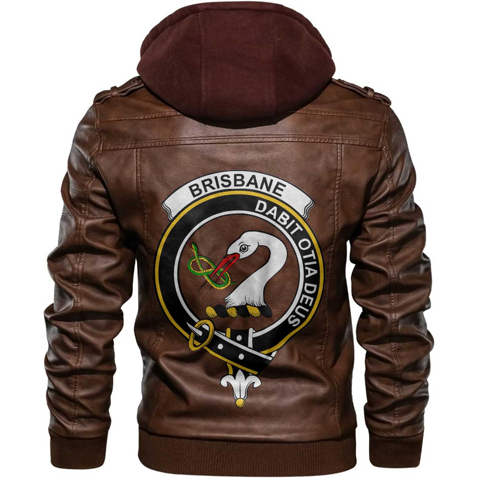 Clan Brisbane Tartan Zip Leather Jacket Crest And Plaid Basic Style