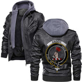 Clan Brodie Tartan Zip Leather Jacket Crest And Plaid Basic Style