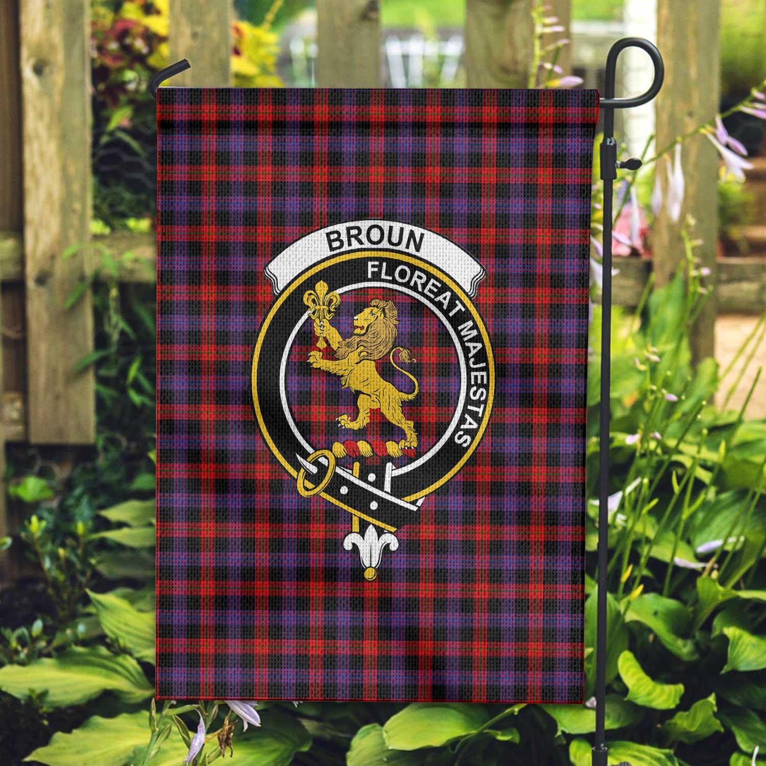 Clan Broun Tartan Garden Flag Crest And Plaid Basic Style