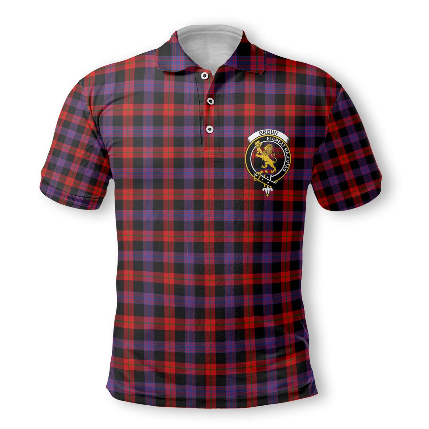 Clan Broun Tartan Men Polo Shirt Crest And Plaid Basic Style