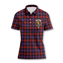 Clan Broun Tartan Women Polo Shirt Crest And Plaid Basic Style