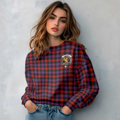 Clan Broun Tartan Women Sweatshirt Crest And Plaid Basic Style
