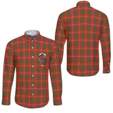 Clan Bruce Tartan Long Sleeve Button Shirt Crest And Plaid Basic Style