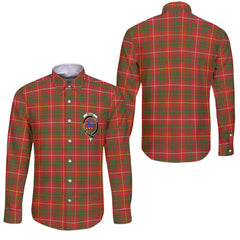 Clan Bruce Tartan Long Sleeve Button Shirt Crest And Plaid Basic Style