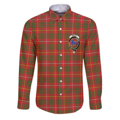 Clan Bruce Tartan Long Sleeve Button Shirt Crest And Plaid Basic Style