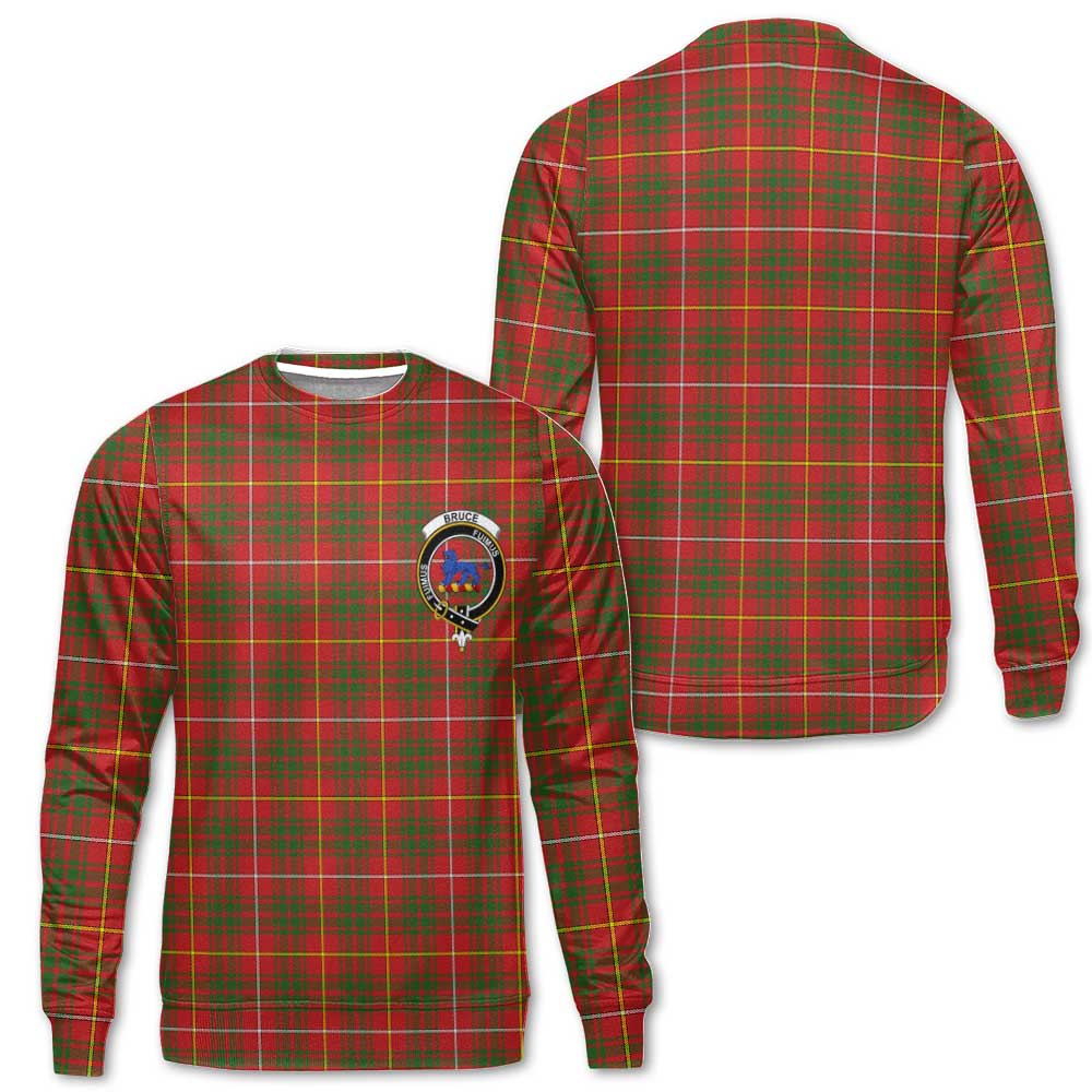 Clan Bruce Tartan Men Sweatshirt Crest And Plaid Basic Style