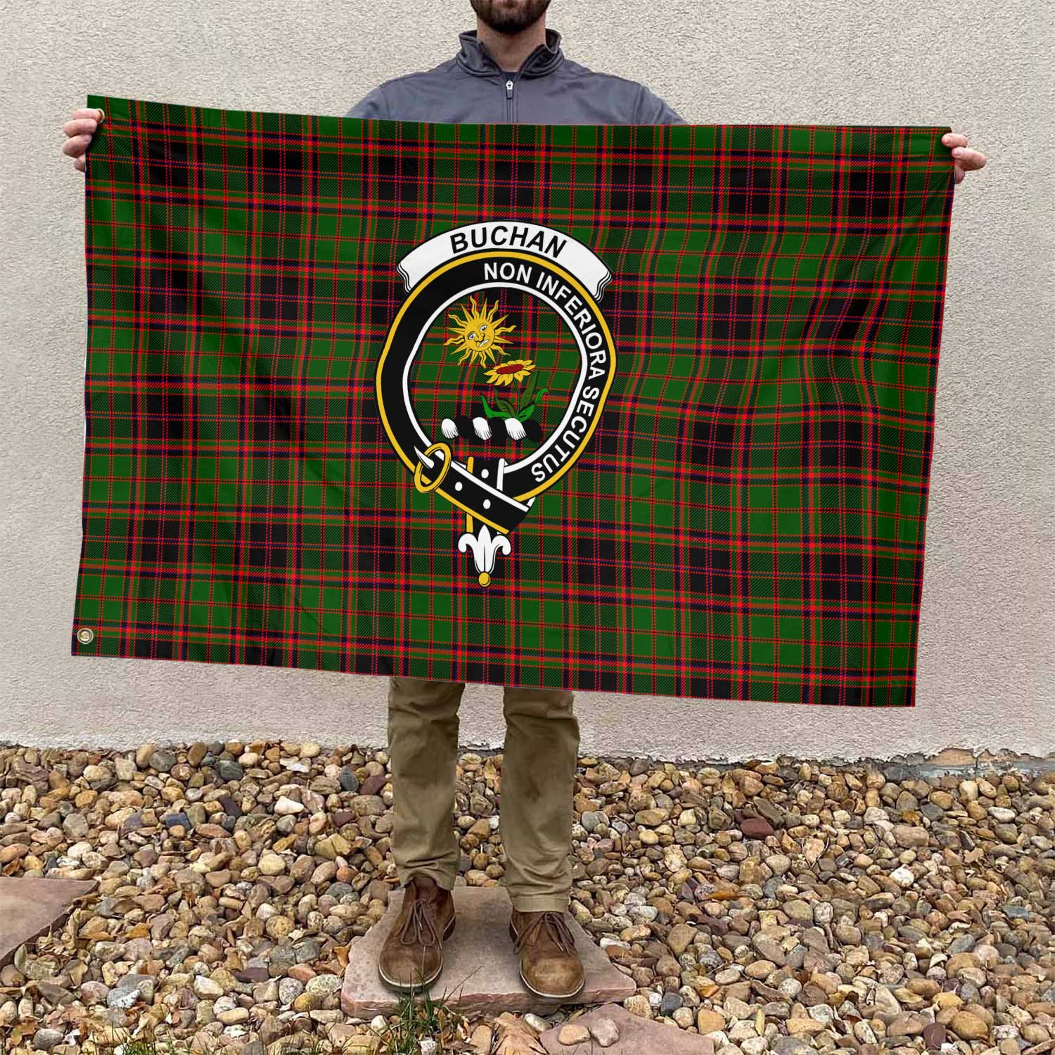 Clan Buchan Tartan Flag Crest And Plaid Basic Style