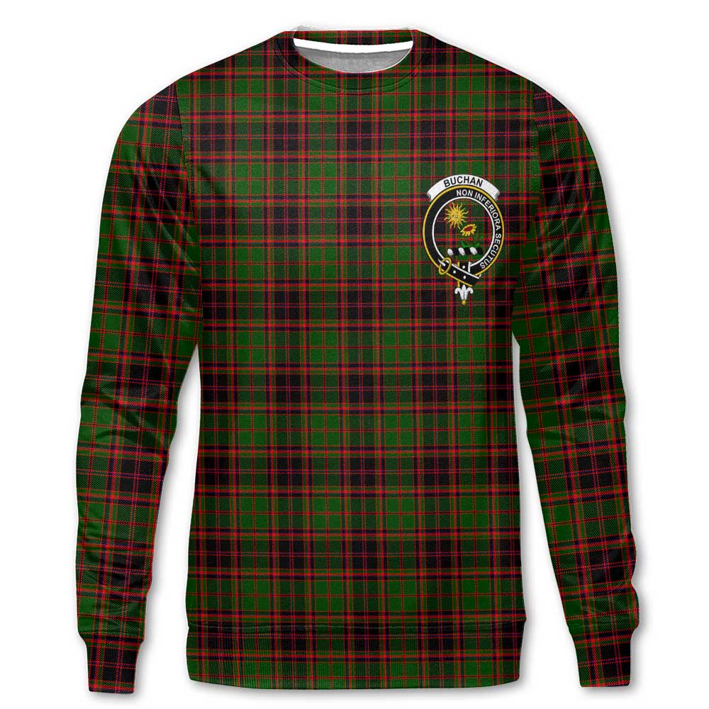 Clan Buchan Tartan Women Sweatshirt Crest And Plaid Basic Style