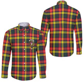 Clan Buchanan Tartan Long Sleeve Button Shirt Crest And Plaid Basic Style