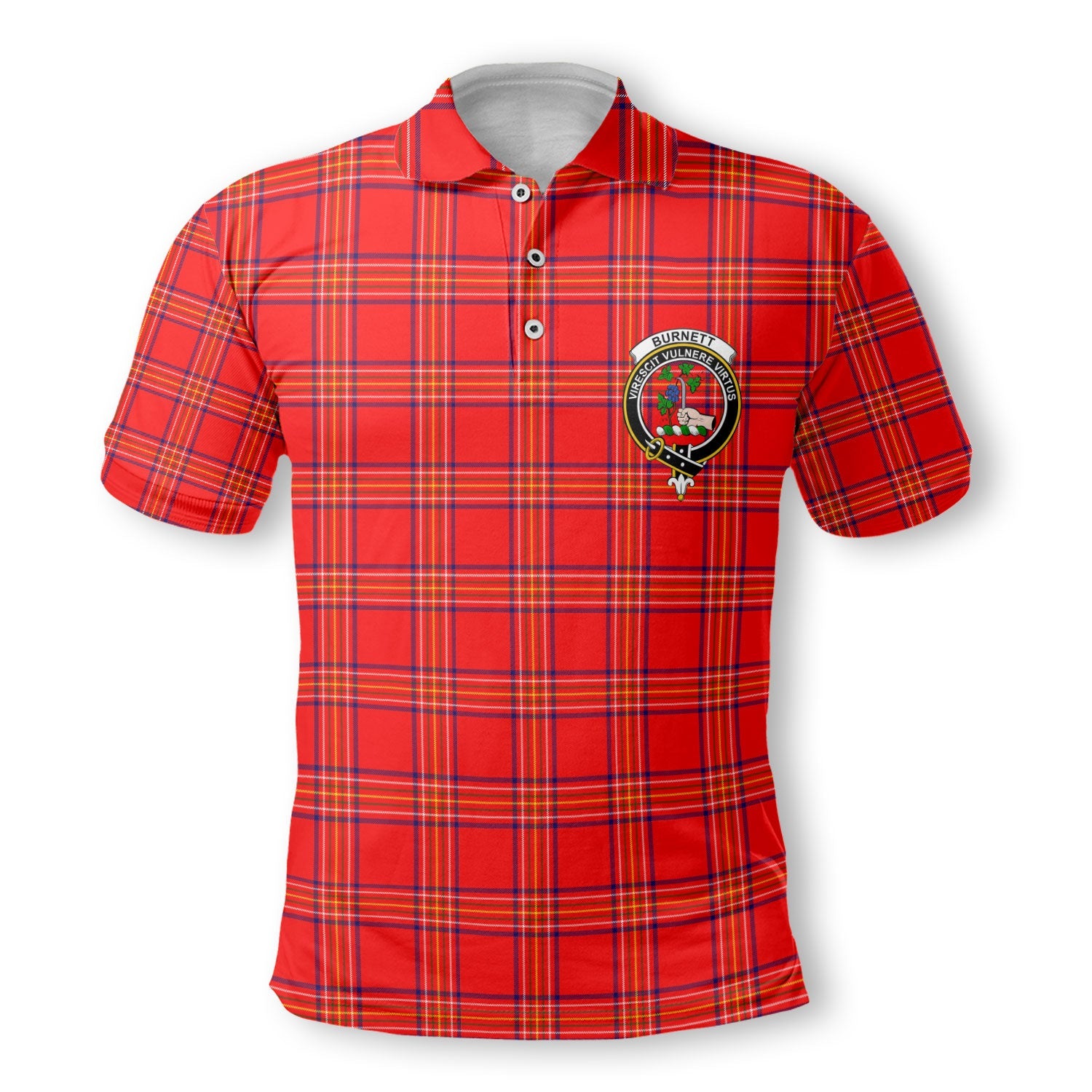 Clan Burnett Tartan Golf Men Polo Shirt Crest And Plaid Basic Style