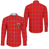 Clan Burnett Tartan Long Sleeve Button Shirt Crest And Plaid Basic Style