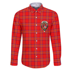 Clan Burnett Tartan Long Sleeve Button Shirt Crest And Plaid Basic Style