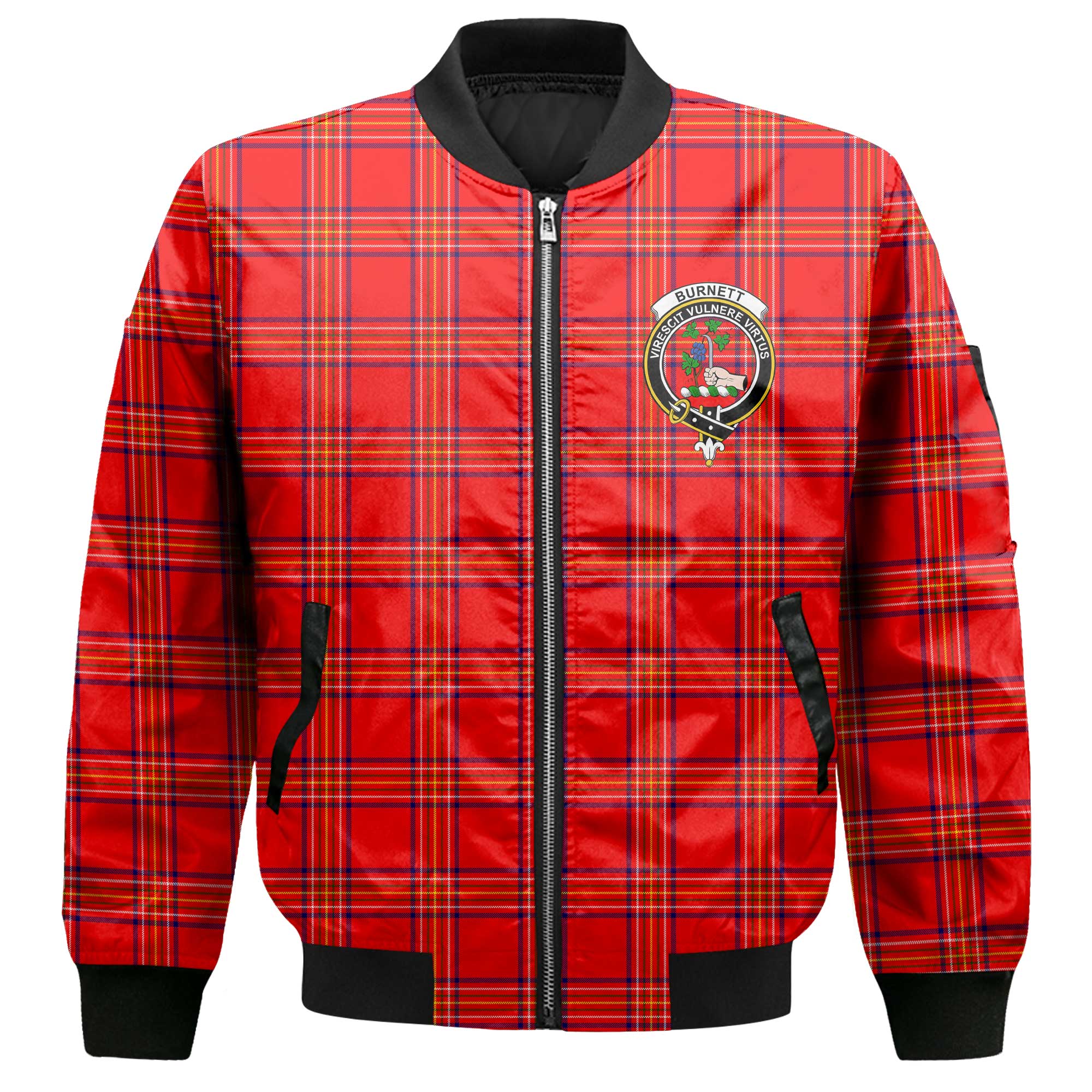 Clan Burnett Tartan Men Bomber Jacket Crest And Plaid Basic Style