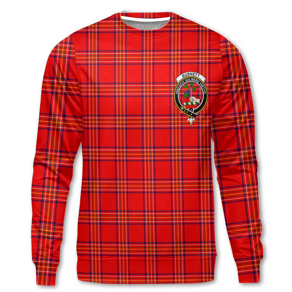 Clan Burnett Tartan Women Sweatshirt Crest And Plaid Basic Style