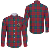 Clan Byres Tartan Long Sleeve Button Shirt Crest And Plaid Basic Style