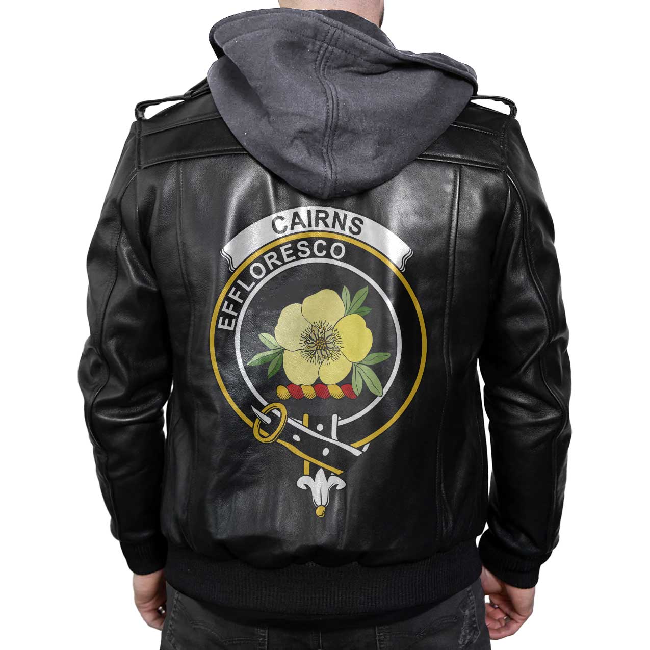 Clan Cairns Tartan Zip Leather Jacket Crest And Plaid Basic Style